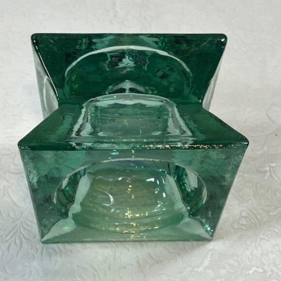 VTG Vidrios San Miguel 100% Recycled Glass Candle Holder Green Heavy - Picture 5 of 9